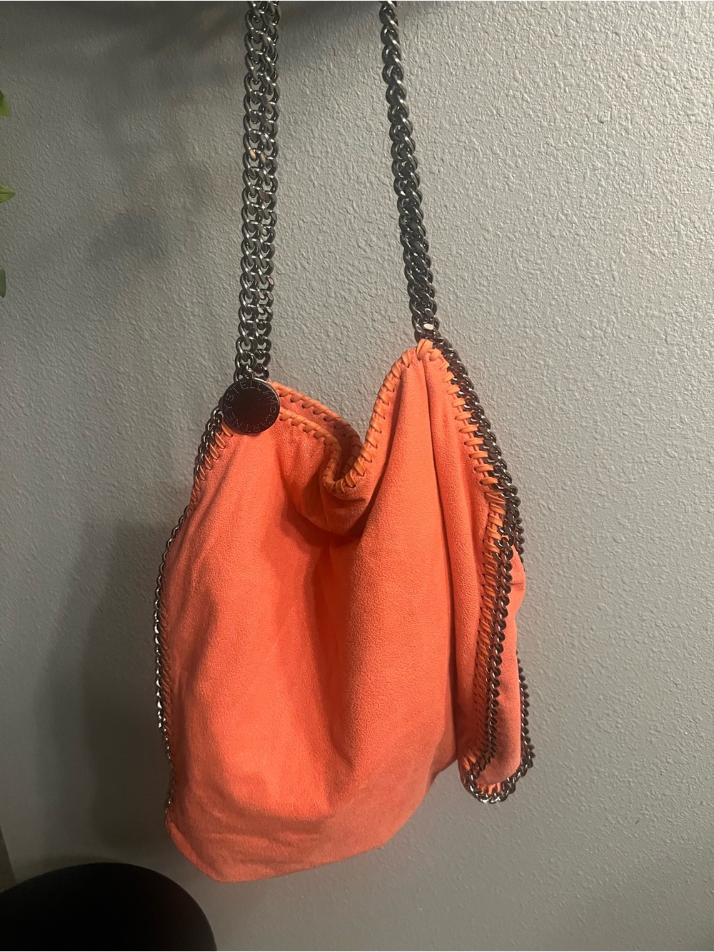 Stella McCartney Coral-Orange Chain Shoulder Bag